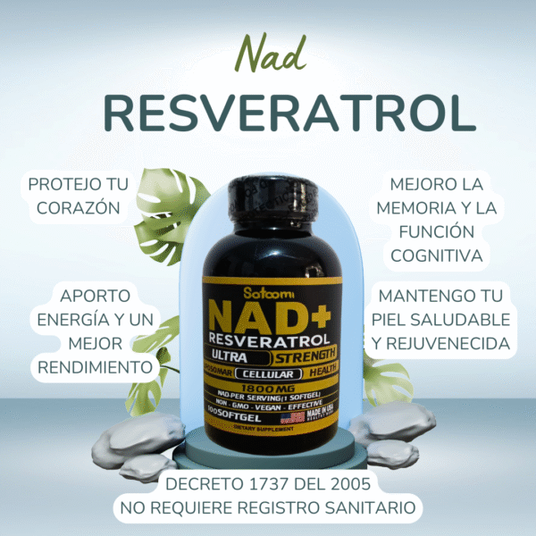 NAD+ con Resveratrol 1500MG | Energía Celular, Salud Cardiovascular y Antienvejecimiento